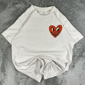 Ripple Junction Keith Haring Heart White Graphic T-shirt Size Medium